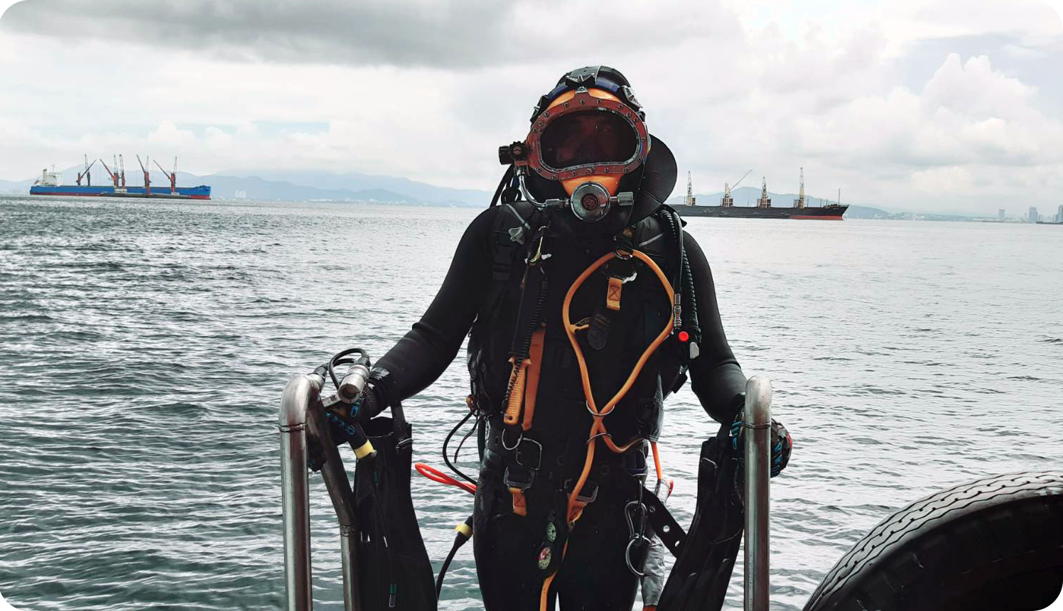 diver on boat