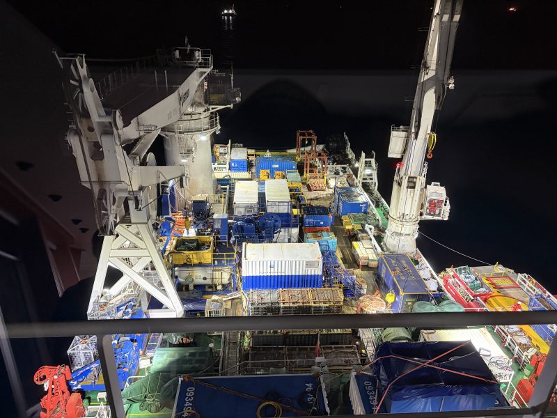 Offshore dive spread on deck at night