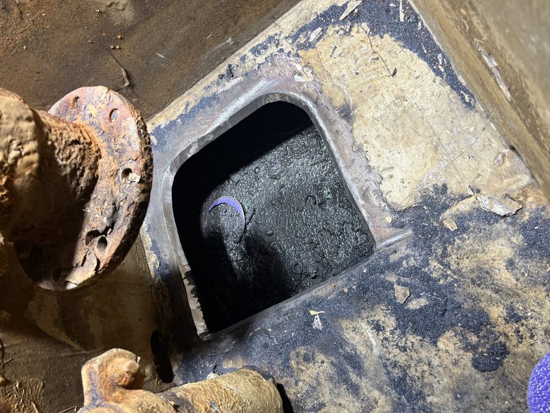 Underwater welding repair on a ship hull